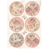 Stamperia A4 Rice Paper - Shabby Rose - 6 Rounds - DFSA4879