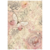 Stamperia A4 Rice Paper - Shabby Rose - Butterfly - DFSA4878