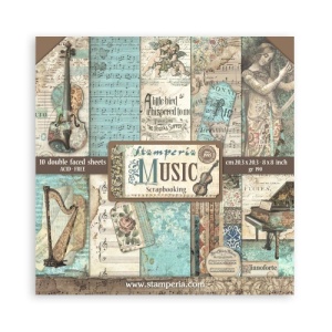 Stamperia Double Sided 8in x 8in Paper Pad - Music - SBBS118