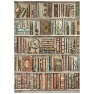 Stamperia A4 Rice Paper - Bookshelf - DFSA41001