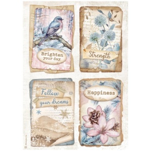 Stamperia A4 Rice Paper - Dewdrops - 4 Cards - DFSA4969