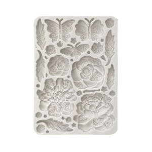 Stamperia A5 Silicone Mould - Old Lace - Butterfly and Flowers - KACMA544