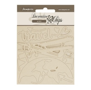 Stamperia Decorative Chips - Art of Travelling - Airplane - SCB249