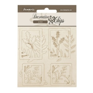 Stamperia Decorative Chips - Gear up for Christmas - 4 Squares - SCB233