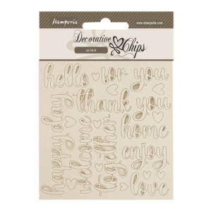 Stamperia Decorative Chips - Golden Harmony - Writings - SCB239