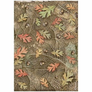 Stamperia A4 Rice Paper - Forest - Acorns and Leaves - DFSA4953