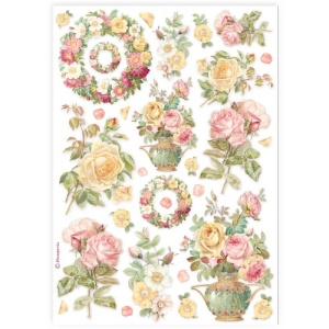 Stamperia A4 Rice Paper - Garlands and Roses - DFSA4899