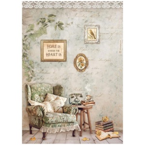 Stamperia A4 Rice Paper - Golden Harmony - Chair - DFSA4945