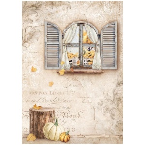 Stamperia A4 Rice Paper - Golden Harmony - Window - DFSA4949