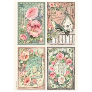 Stamperia A4 Rice Paper - House of Roses - 4 Cards - DFSA41020