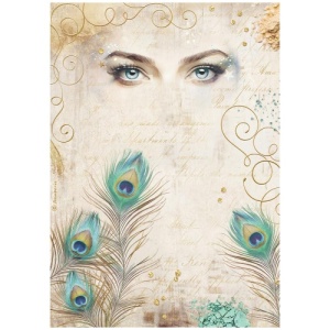 Stamperia A4 Rice Paper - Masquerade - Eyes and Flowers - DFSA4984