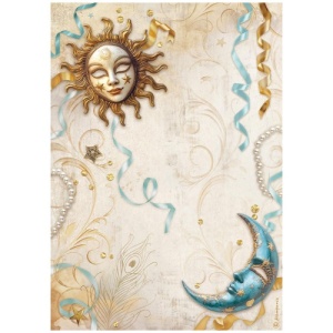 Stamperia A4 Rice Paper - Masquerade - Sun and Moon - DFSA4982