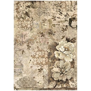 Stamperia A4 Rice Paper - Old Lace - Flowers and Laces - DFSA4961