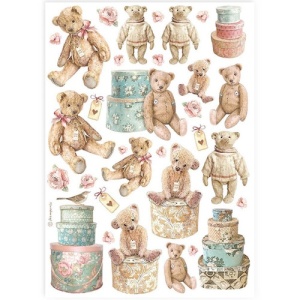 Stamperia A4 Rice Paper - Teddy Bears - DFSA4928