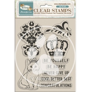 Stamperia Acrylic Stamp Set - Alterego - Crown and Cat - WTK202