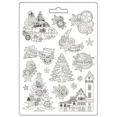 Stamperia A4 Soft Mould - Gear up for Christmas - Trees and Elements - K3PTA4579