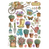 Stamperia A4 Rice Paper - Garden Tools - DFSA4991