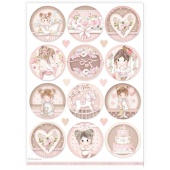 Stamperia A4 Rice Paper - Baby Girl Rounds - DFSA4905