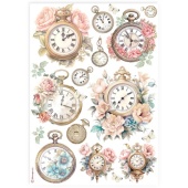 Stamperia A4 Rice Paper - Clocks - DFSA4910