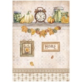 Stamperia A4 Rice Paper - Golden Harmony - Clock and Pumpkins - DFSA4946