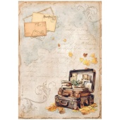 Stamperia A4 Rice Paper - Golden Harmony - Suitcase - DFSA4948