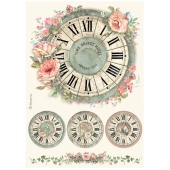 Stamperia A4 Rice Paper - House of Roses - Clock - DFSA41021