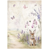Stamperia A4 Rice Paper - Lavender - Bunny - DFSA4883