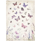 Stamperia A4 Rice Paper - Lavender - Butterfly - DFSA4884