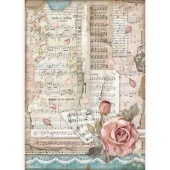Stamperia A4 Rice Paper - Passion Roses and Music - DFSA4539