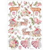 Stamperia A4 Rice Paper - Pink Christmas - DFSA4923