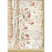 Stamperia A4 Rice Paper - Roses and Music - DFSA4486