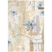 Stamperia A4 Rice Paper - Secret Diary - Blue Flower - DFSA4861