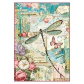 Stamperia A4 Rice Paper - Wonderland Dragonfly - DFSA4309