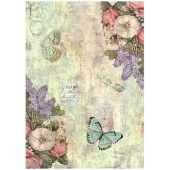 Stamperia A4 Rice Paper - Wonderland - Flowers and Butterflies - DFSA4931
