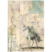 Stamperia A4 Rice Paper - Wonderland - Unicorn - DFSA4929